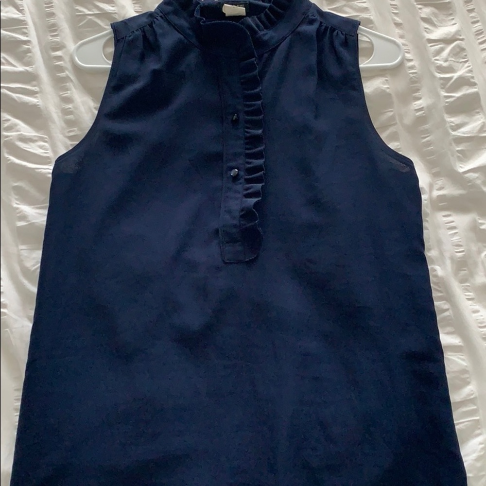 Navy J. Crew Tank Top Button Up, Size 2